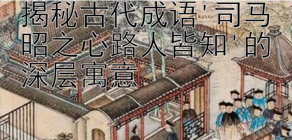 揭秘古代成语'司马昭之心路人皆知'的深层寓意