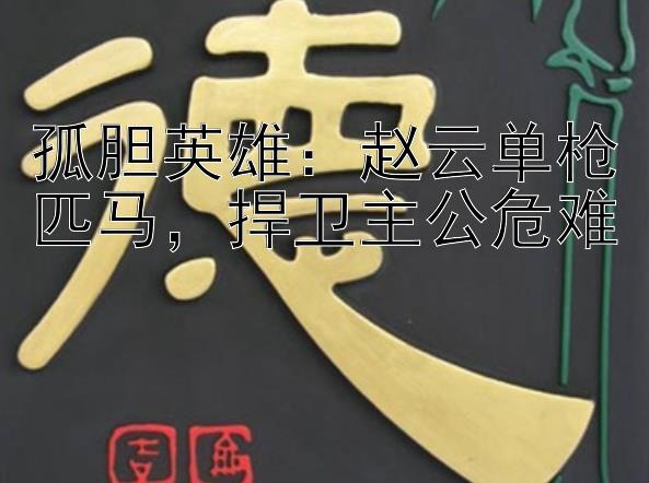 孤胆英雄：赵云单枪匹马，捍卫主公危难